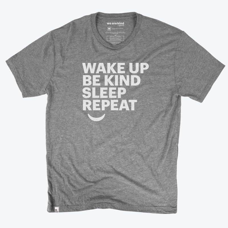 Wake Up Be Kind Recycled Unisex Tee - Grey - We are kind - by Cromatiko