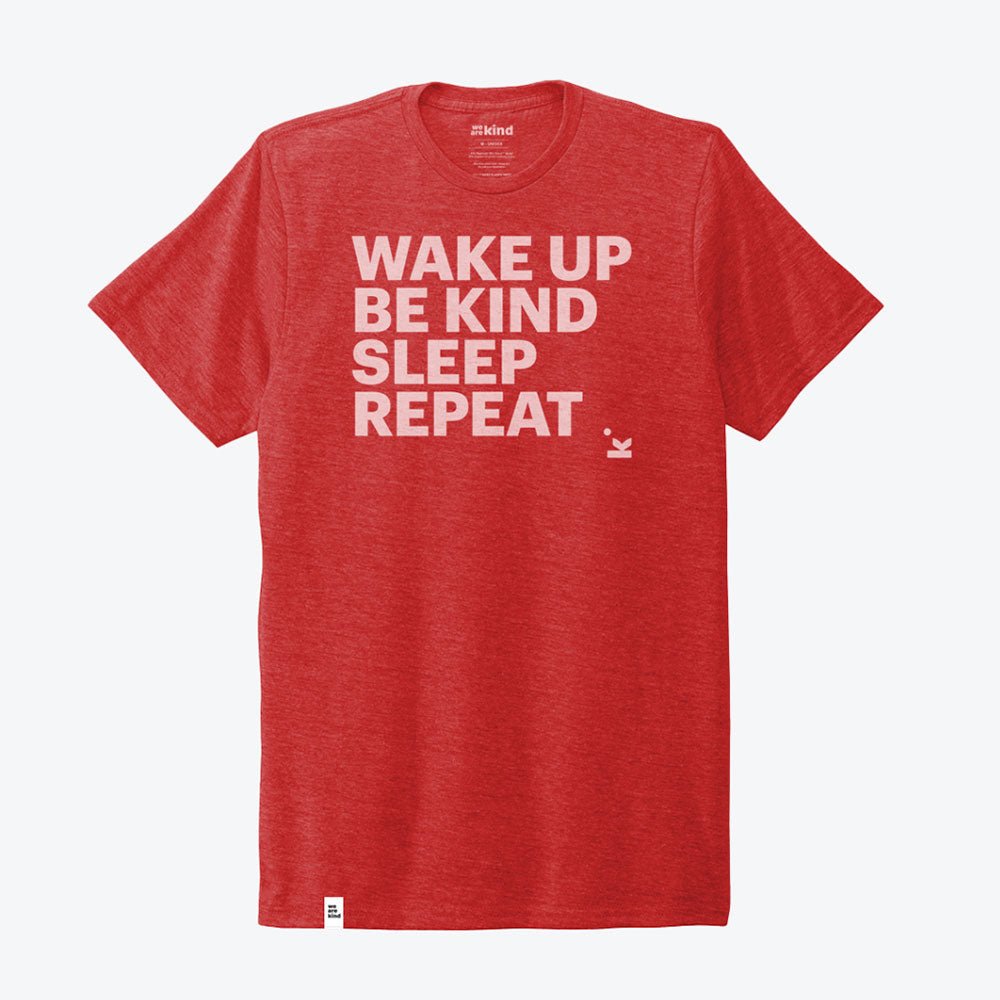Wake Up Be Kind Unisex T-Shirt - Red (WAK Logo) - We are kind - by Cromatiko