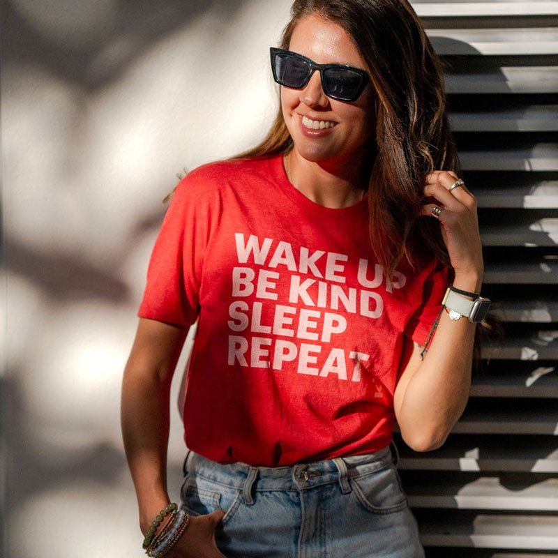 Wake Up Be Kind Unisex T-Shirt - Red (WAK Logo) - We are kind - by Cromatiko
