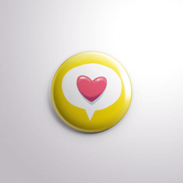 Heart Bubble Pin Button - Cromatiko